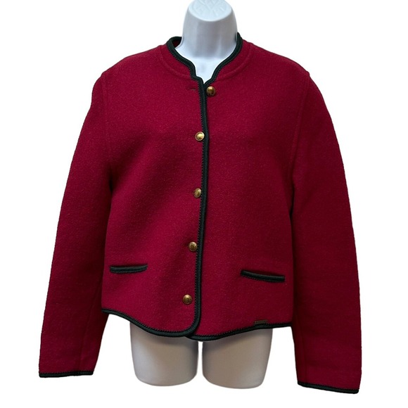 Giesswein Jackets & Blazers - GIESSWEIN Wine & Green Loden Boiled Pure Wool Jacket US Size 10 Made in Austria